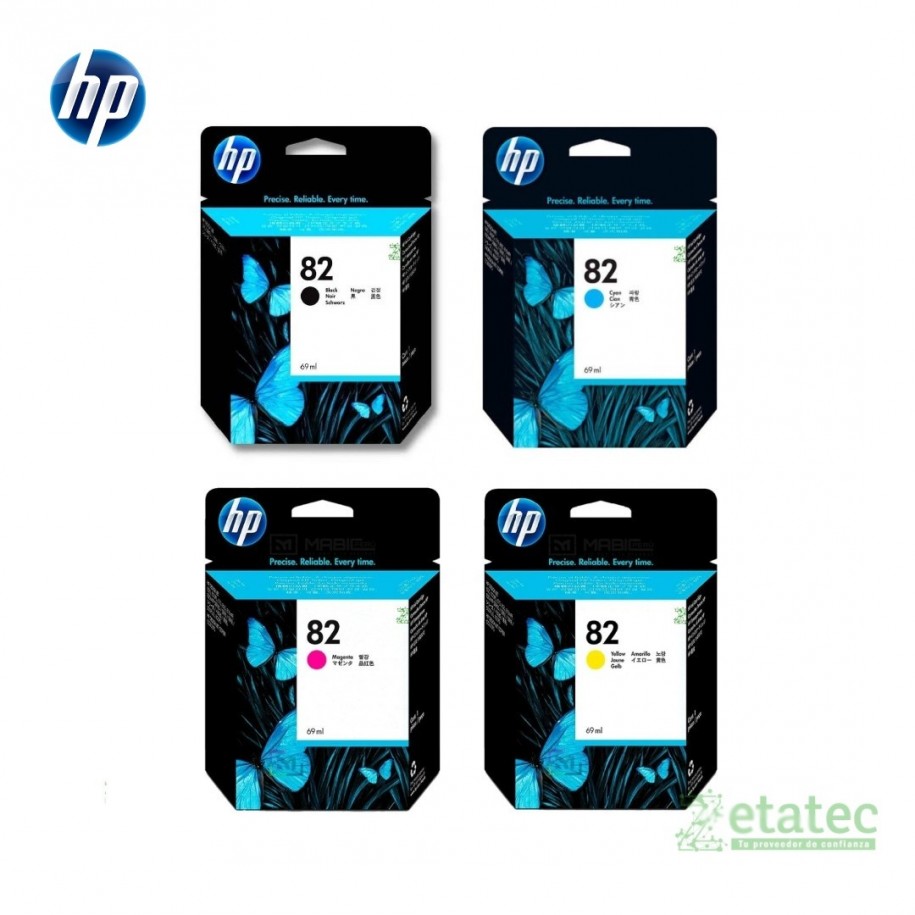 Kit de cartuchos HP 82 negro y colores originales para impresoras HP DesignJet plotter profesional