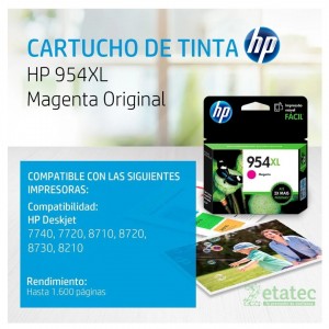 Cartucho de tinta HP 954XL magenta L0S65AL original alta capacidad para impresoras HP OfficeJet Pro