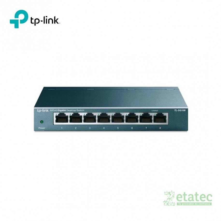 Switch TP-Link TL-SG108 8 puertos Gigabit 10/100/1000 Mbps compacto para redes domésticas y oficina
