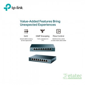 Switch TP-Link TL-SG108 8 puertos Gigabit 10/100/1000 Mbps compacto para redes domésticas y oficina