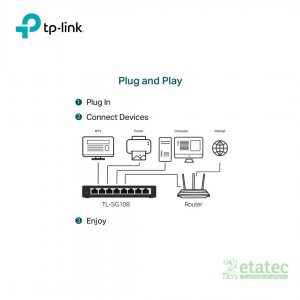 Switch TP-Link TL-SG108 8 puertos Gigabit 10/100/1000 Mbps compacto para redes domésticas y oficina