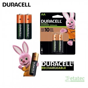Pilas recargables AA Duracell 2500 mAh pack de dos unidades alta duración
