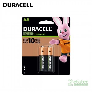 Pilas recargables AA Duracell 2500 mAh pack de dos unidades alta duración
