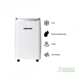 Aire Acondicionado Portátil Marven 4 en 1 12000 BTU TESVOR8001 color blanco para interiores