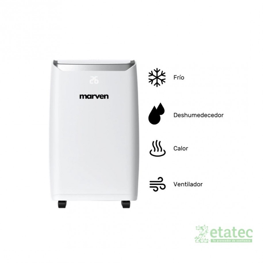 Aire Acondicionado Portátil Marven 4 en 1 12000 BTU TESVOR8001 color blanco para interiores
