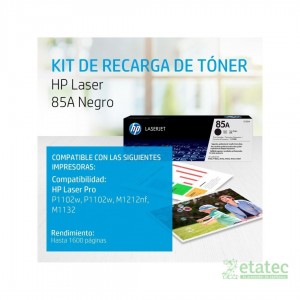 Cartucho tóner HP 85A CE285A negro original compatible con impresoras LaserJet P1102 y M1132